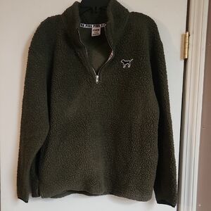 PINK Victoria's Secret Olive Zip-Up Sweater